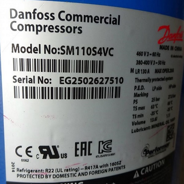 Máy nén cuộn DANFOSS COMPRESSOR SM110S4VC (SCROLL) (R22) - 9HP-3PH